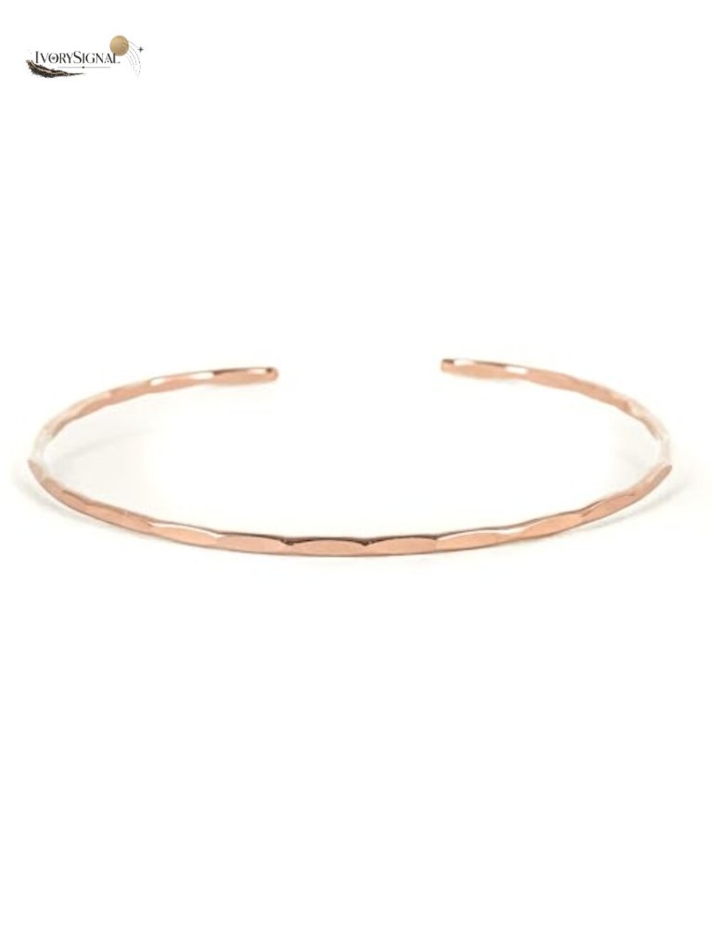 Thin Hammered Cuff 14K Rose Gold Fill Handmade Stacking Bracelet